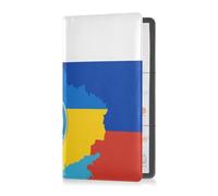 Funda de cuero para registro de coche y seguro para hombres y mujeres, funda esencial para tarjetas, documentos esenciales, licencia de conducir, papeleo de vehículo, bandera de Ucrania y Rusia en el