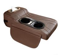 Funda de cuero para reposabrazos de coche con almohadilla de elevación y bolsa de almacenamiento lateral diseñada para organizar lo esencial y reducir la tensión del brazo (marrón)