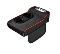 Funda De Cuero para Reposabrazos De Coche con Elevador Bolsa De Almacenamiento Lateral Portavasos Y Dos Portapañuelos. Interior De Automóvil Reposabrazos Central Caja(Black)