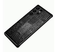 Funda de Cuero para Samsung Galaxy S23 Ultra Estuche para Teléfono de Cuero Genuino Clásico Cubierta Trasera Protectora de TPU a Prueba de Golpes Antiarañazos,Negro,For Samsung S22