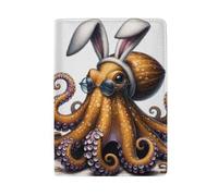 Funda de cuero para tarjeta de pasaporte para mujer, Marine Life Rabbit