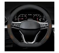 Funda de Cuero para Volante de Coche para Seat, León, Ibiza, FR 2, Ateca, Arona, Exeo, Arosa, Tarraco y MII (Naranja D)