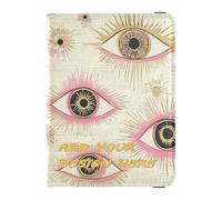 Funda de cuero personalizada para pasaporte, cartera de melocotón, dorado, misterioso mal de ojos, organizador de documentos, accesorios, impermeable, oro melocotón, misteriosos ojos malvados,