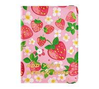 Funda de cuero personalizada para pasaporte, funda protectora de documentos de viaje personalizada, funda protectora para pasaporte, impermeable, melocotón y fresa, flor de fresa melocotón