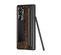 Funda de Cuero Plegable para Samsung Galaxy Z Fold5 y Z Fold4 con Ranura para Bolgrafo y Pelcula de Vidrio, Marrn, Botnico, HANASE