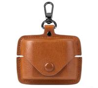 Funda de cuero que absorbe los golpes para Sony WF-1000XM6 - Bolsa para auriculares con clip de metal para auriculares inalámbricos con cancelación de ruido (caqui)