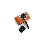 Funda de Cuero Real Hecha a Mano de la Caja de la cámara para FUJIFILM X-F10 XF10 Sandy Brown Color