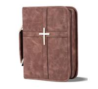 Funda de cuero vegano para la Biblia, bolsa de la Biblia con bolsillo para teléfono, funda de la Biblia para hombres y mujeres, caja de regalo cristiana (Marrón)