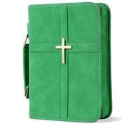 Funda de cuero vegano para la Biblia, bolsa de la Biblia con bolsillo para teléfono, funda de la Biblia para hombres y mujeres, caja de regalo cristiana (Verde)
