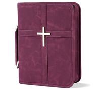 Funda de cuero vegano para la Biblia, bolsa de la Biblia con bolsillo para teléfono, funda de la Biblia para hombres y mujeres, caja de regalo cristiana (rojo)