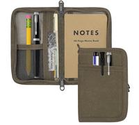 Funda de diario para notas de campo y Moleskine Cahier con cremallera YKK, funda de lona encerada con soporte para bolígrafo, resistente al agua, para uso diario (marrón oliva)