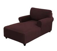 Funda de diván de alta elasticidad, suave, lavable a máquina, para sillas de sala de estar, con 2 brazos, color café profundo y protección elegante
