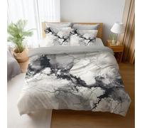 Funda de Edredón 150 x 200 cm - Suave y Lujoso Ropa de Cama - Arte Abstracto mármol Estampado Fino y Detallado Funda nórdica Cama 90 con Funda de Almohada Cremallera 50x75cm Blanco Marfil