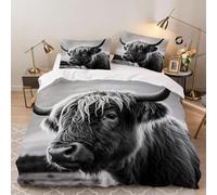 Funda de Edredón 240x260 cm Ganado de Las Tierras Altas Niño Niña Chico 3 Piezas Juego de Cama Microfibra Animal Salvaje Fundas Nordicas con 2 Fundas de Almohada