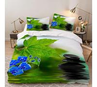 Funda de Edredón 240x260 cm Piedras y Flores Niño Niña Chico 3 Piezas Juego de Cama Microfibra Orquídea Fundas Nordicas con 2 Fundas de Almohada