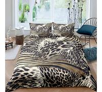 Funda de edredón con estampado de leopardo para niños, hombre y mujer, funda de edredón de lujo, funda de edredón dorada, colección de dormitorio, 3 piezas, súper king