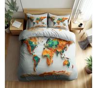 Funda de Edredón con Paisaje Natural Fragmentos de Mapa Estampado de Patrón Juego de Cubierta Ropa de Cama para Niñas, Niños y Adolescentes Gris Plata Cubierta de Edredón 200 x 200 cm