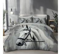 Funda De Edredón De Acuarela Caballo Blanco, Microfibra Realismo Animal Juego De Funda Edredon 240x220cm, Fundas De Edredón Suave Y Transpirable con 2 Fundas de Almohada Y Cremallera
