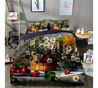 Funda de edredón de Cama Impresa en 3D Funda de edredón de Cesta de Frutas Funda de edredón de Cama Impresa con Cremallera (Tamaño único 135x200cm, 1 Funda de edredón + 1 Funda de Almohada)