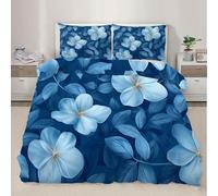 Funda de edredón de Flores Azules Conjunto de Fundas de edredón Natural Blue Flower Queen con Fundas de Cama para la decoración del Dormitorio 220x240cm