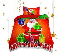 Funda de edredón de Navidad, funda de almohada de Navidad, funda de edredón de microfibra que crea un ambiente navideño en el dormitorio de la habitación del hotel