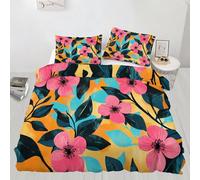 Funda de edredón floral tamaño King, diseño de hojas de plantas, decoración de dormitorio, funda de edredón de flores humildes, juego de edredón de 3 piezas con 2 fundas de almohada de 260 x 240 cm