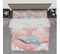 Funda de edredón Suave y Transpirable Cubierta de edredón Simple de Dibujos Animados con Estampado Floral Conjunto de Ropa de Cama Rosa de 3 Piezas para niñas Decoración Dormitorio 260x240cm