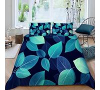 Funda de edredón y 2 Fundas para Almohadas Hojas de línea Brillante, Arte Abstracto Microfibra Suave Duvet Covers para edredón con Cierre de Cremallera, 155x220 cm (Dz5121)