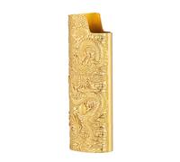 Funda de encendedor vintage para encendedor BIC J6, diseño de dragón de metal, regalo (dorado)
