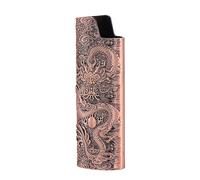 Funda de encendedor vintage para encendedor BIC J6, diseño de dragón de metal, regalo (rojo)