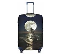 Funda de equipaje con estampado de barco de vela en tormenta, lavable, con cremallera oculta, accesorios esenciales de viaje, White, S