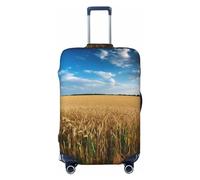 Funda de equipaje con estampado de cielo azul sobre un campo de plantas de cereales, fundas de equipaje de viaje, protector de maleta elástico lavable, antiarañazos, fundas para maletas a prueba de