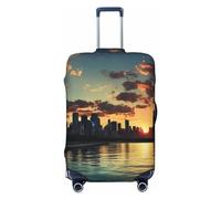 Funda de equipaje con estampado de horizonte urbano Funda de maleta lavable elástica Fundas de maleta antirrayas Fundas protectoras de maleta de viaje Fundas de equipaje para equipaje de 18 a 32 pul