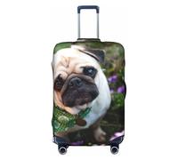 Funda de equipaje con estampado de Pugs in The Garden, lavable, con cremallera oculta, accesorios esenciales de viaje, White, S