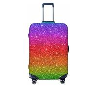 Funda de equipaje con purpurina arcoíris, fundas lavables para maleta, fundas de equipaje de moda, funda protectora antiarañazos, purpurina multicolor, XL, 1 unidad, Brillo arcoíris, M