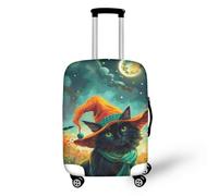 Funda de Equipaje de Halloween para la víspera de Todos los Santos - Protector de Maleta de Viaje para Adolescentes - Funda a Prueba de Polvo para Maletas de 22 a 24 Pulgadas, Gato Negro - Día de Tod