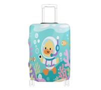 Funda de equipaje de tela elástica antiarañazos, protector de equipaje para equipaje de 18 a 32 pulgadas, Dibujos animados verde pato buceo lindo, S 18-20 in
