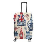 Funda de equipaje de viaje con diseño vintage de Inglaterra y Londres, diseño de corona roja y azul, lavable, antiarañazos, protector de maleta, Estilo:, M