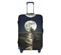 Funda de equipaje de viaje con estampado de barco de vela en tormenta, funda plegable personalizada, perfecta para todos los viajeros, White, XL