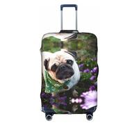 Funda de equipaje de viaje con estampado de Pugs in The Garden, funda plegable personalizada, perfecta para todos los viajeros, White, M