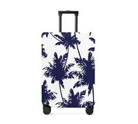 Funda de equipaje de viaje con palmera tropical, color azul marino, antiarañazos, elástica, protectora, fundas de equipaje lavables de 29 a 32 pulgadas, Treesjim3003, L(25-28in)