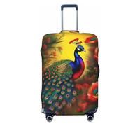 Funda de equipaje de viaje de dinosaurio verde para equipaje de 18 a 32 pulgadas, lavable, resistente a los arañazos, Flores de pavo real, XL