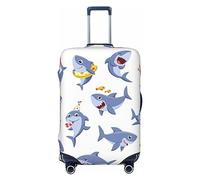 Funda de equipaje de viaje de elastano, protector de maleta de mosaico colorido, alta elasticidad, antiarañazos, se adapta a equipaje de 18 a 32 pulgadas, mediano, Cute Sharks Set Marine, S