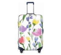 Funda de equipaje de viaje de elastano, protector de maleta de mosaico colorido, alta elasticidad, antiarañazos, se adapta a equipaje de 18 a 32 pulgadas, mediano, Flores de tulipán coloridas, M