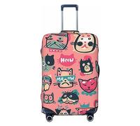 Funda de equipaje de viaje de elastano, protector de maleta de mosaico colorido, alta elasticidad, antiarañazos, se adapta a equipaje de 18 a 32 pulgadas, mediano, Lindo gato hipster caras gatitos, S