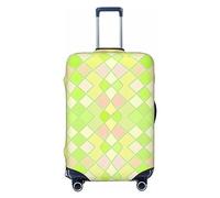 Funda de equipaje de viaje de elastano, protector de maleta de mosaico colorido, alta elasticidad, antiarañazos, se adapta a equipaje de 18 a 32 pulgadas, mediano, Cuadros de tartán verde y amarillo,