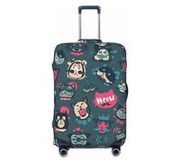 Funda de equipaje de viaje de elastano, protector de maleta de mosaico colorido, alta elasticidad, antiarañazos, se adapta a equipaje de 18 a 32 pulgadas, mediano, Lindas caras de gato hipster, color