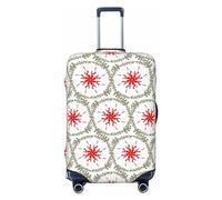 Funda de equipaje de viaje de rotación de ocho vías para equipaje de 18 a 32 pulgadas, lavable, resistente a los arañazos, Girando hojas verdes y flores rojas, XL