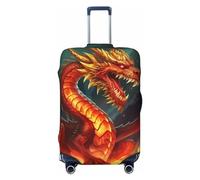 Funda de equipaje de viaje, funda elástica para equipaje, diseño del rey dragón en el fuego, protector de equipaje, para viajes, fundas antiarañazos para adultos, lavables y decorativas (18-32