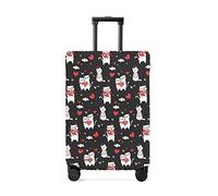 Funda de equipaje de viaje negra para amantes de los gatos, fundas elásticas antiarañazos para equipaje, fundas de equipaje lavables de 48 a 53 cm, Happy Valentine's3167ljim7760, XL(29-32in)